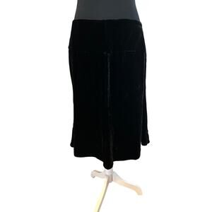 Giorgio Armani | Black Silk Blend Velour Flounced Hem Skirt | 42 (US 12)